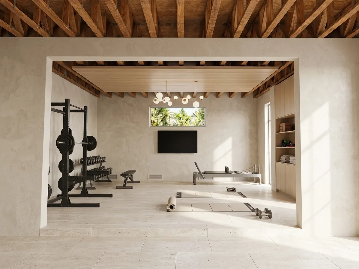Modern home gym visualization created with DesignDraft